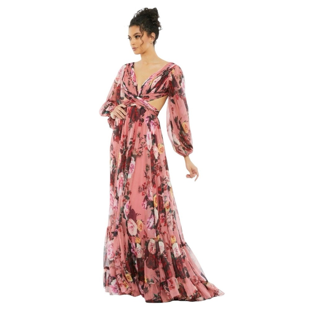 Mac Duggal 67946 Rose‎ Floral Cutout Open Back Gown Size 6 $498